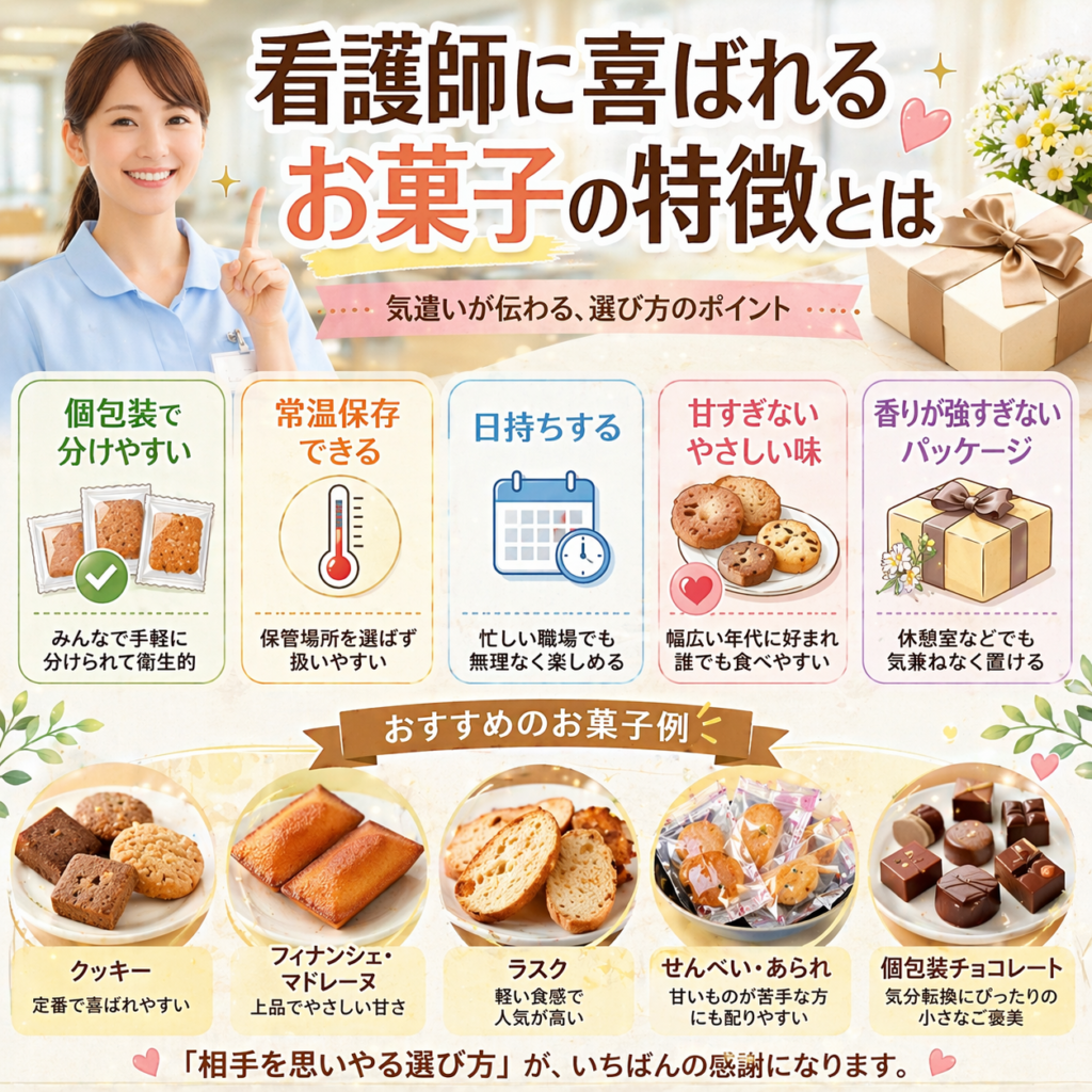 看護師に喜ばれるお菓子の特徴とは